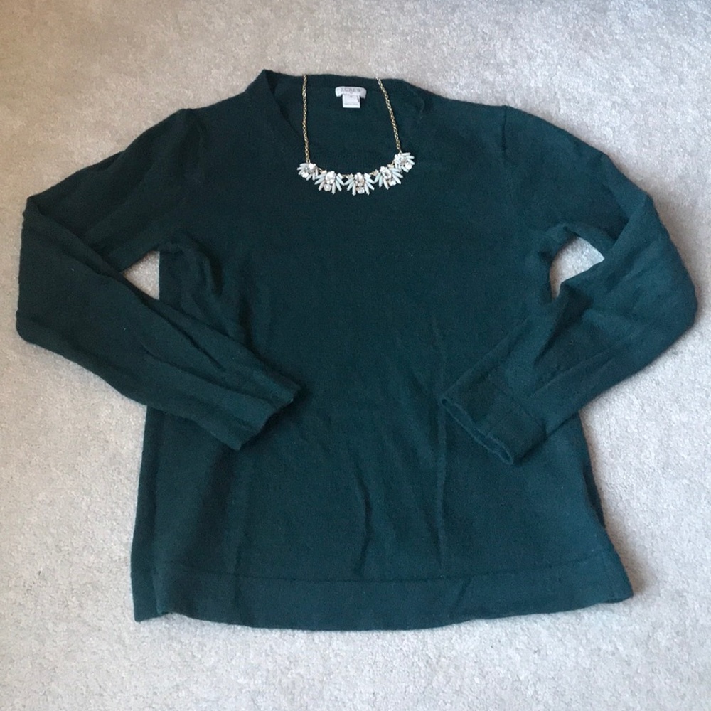 J Crew Classic Crewneck Sweater in forest green